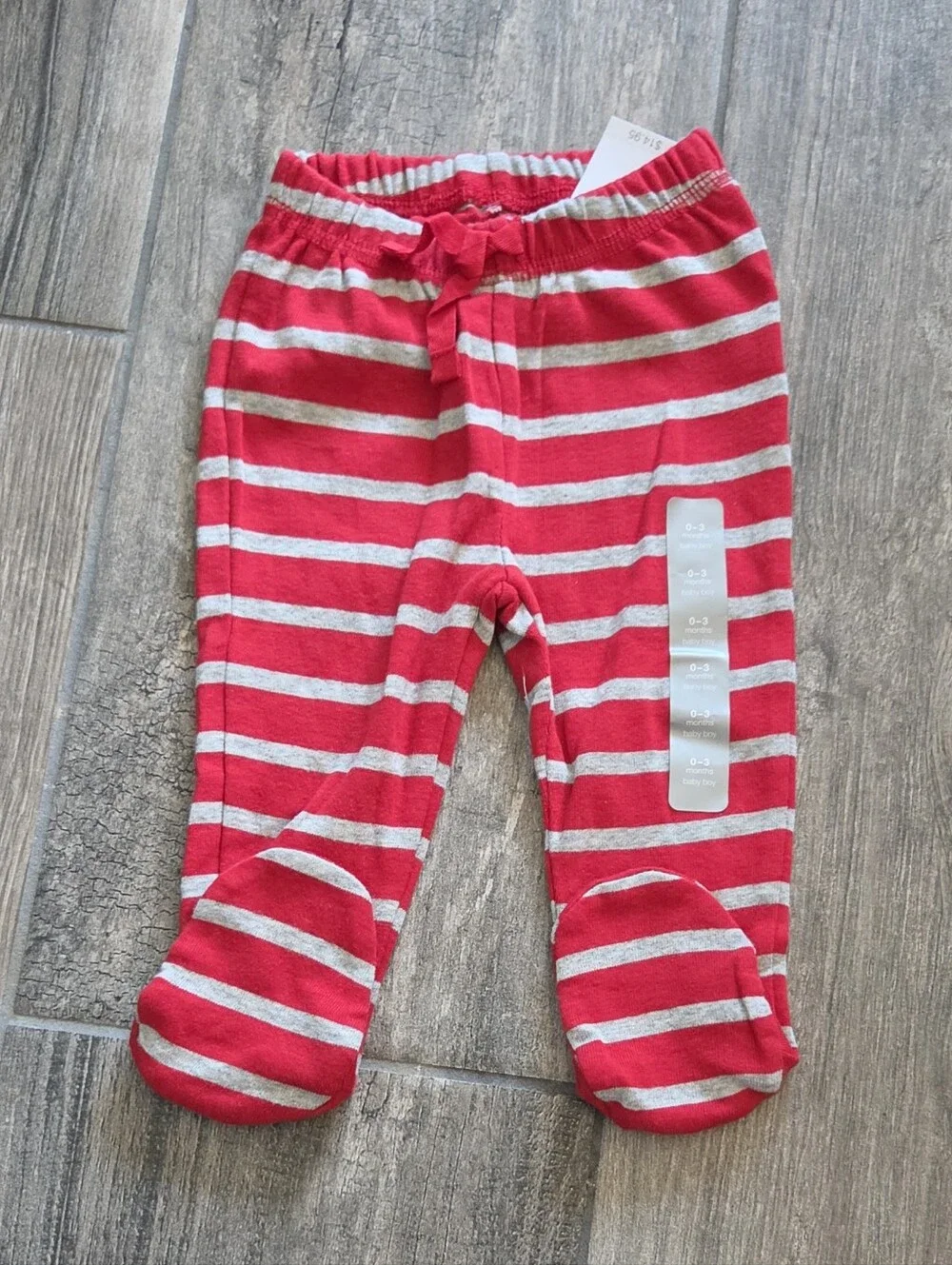 GAP Baby NWT 0-3 Months Red Quilted Hoodie, Bodysuit & Striped Footed Pants Set